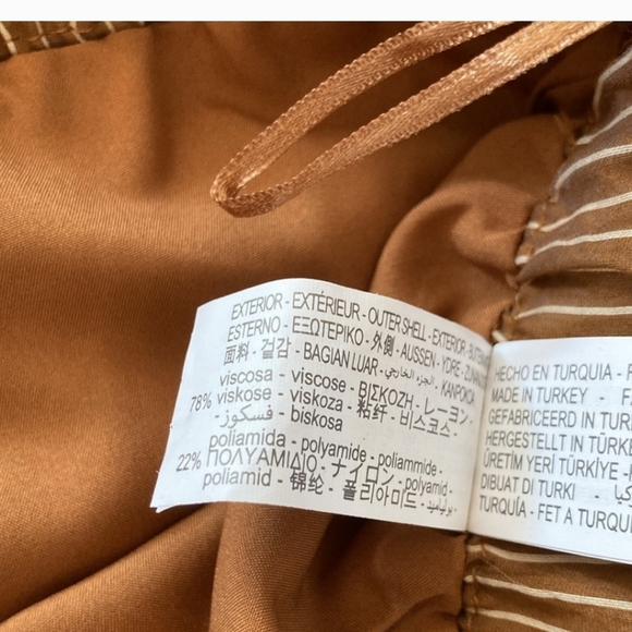 New Zara Striped High Waist Elastic Waistband Brown/Cream Boxer Shorts Medium - Picture 7 of 12